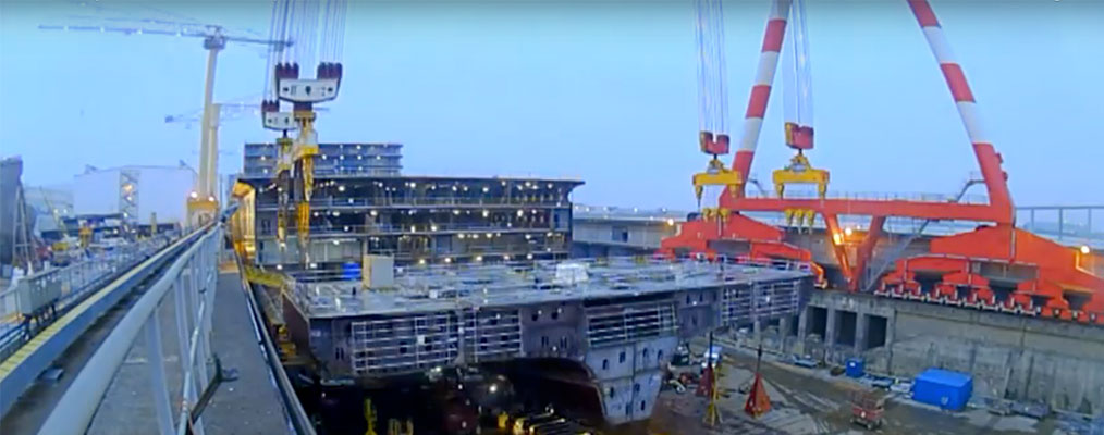 time lapse cruise ship construction