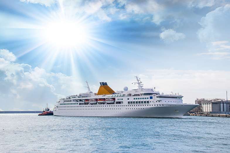 A cruise ship in the Port Canaveral harbor.