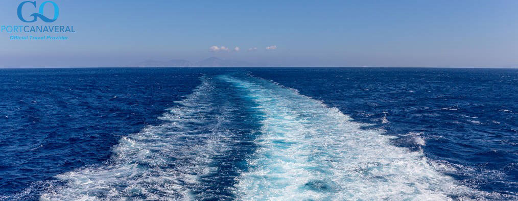 Wake from a cruise ship in the Mediterranean sea