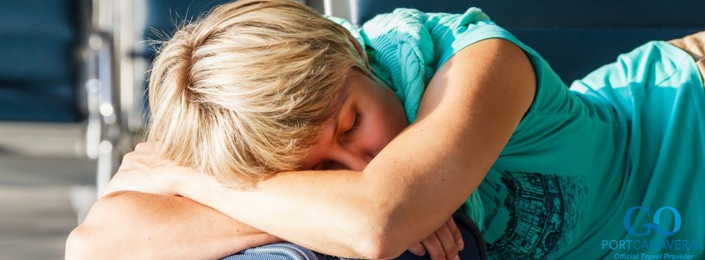 woman resting while waiting for flight