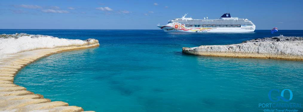 Norwegian ship at its private island