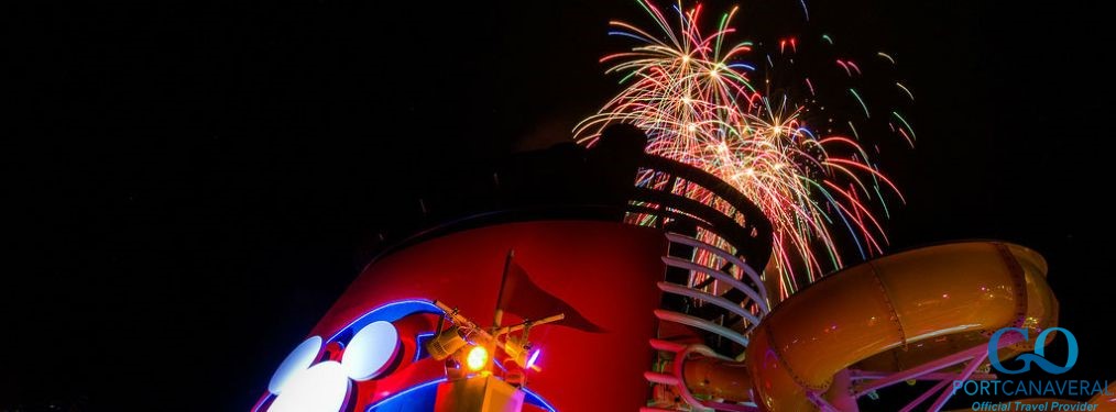 Fireworks over the Disney Magic while at sea