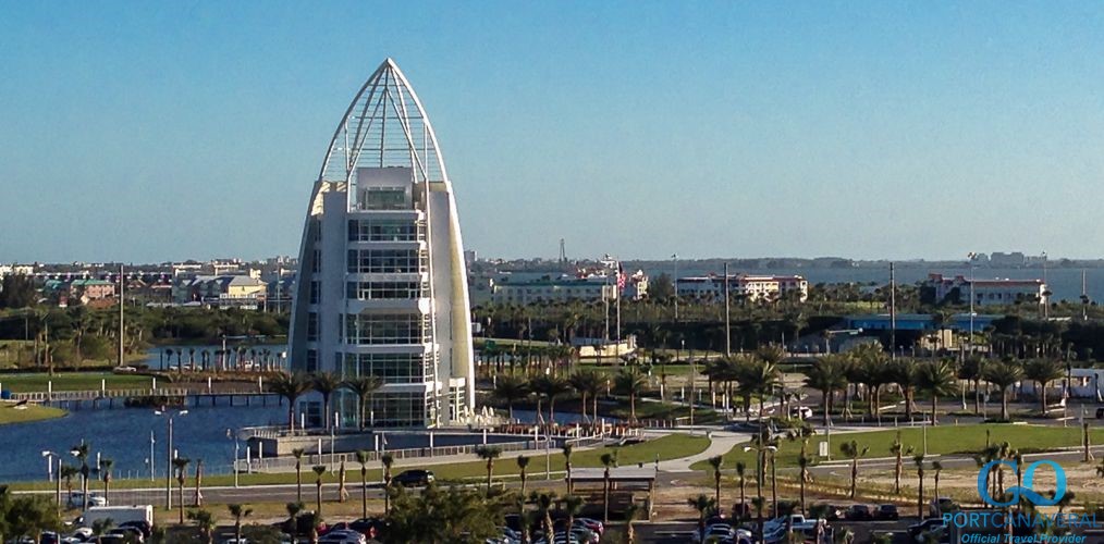 Panorama of Port Canaveral Exploration Tower and Cove Area