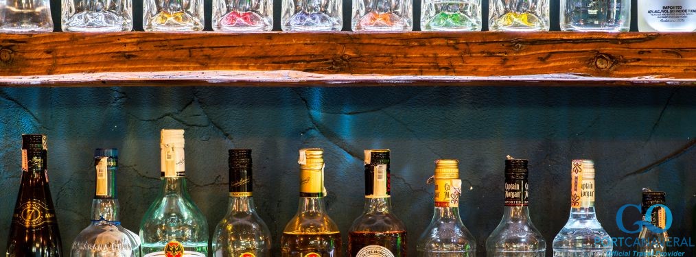 Bottles of rum on display