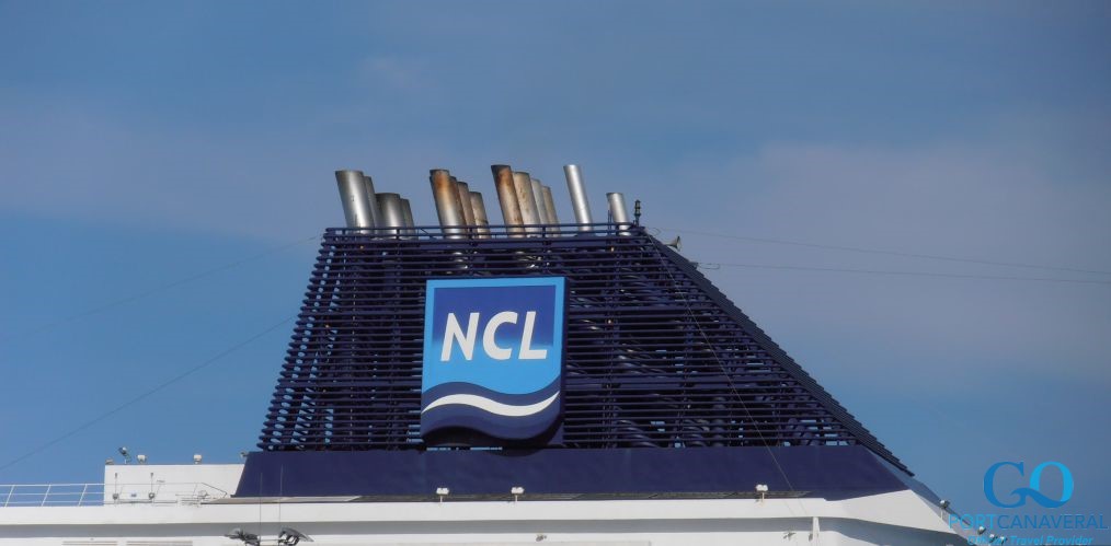 norwegian cruise lines logo on top of ship