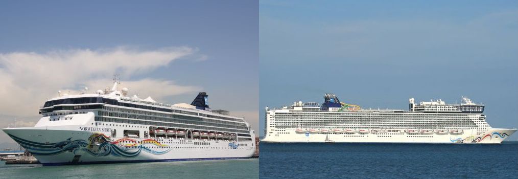 Norwegian Cruise Lines Spirit and Epic at sea