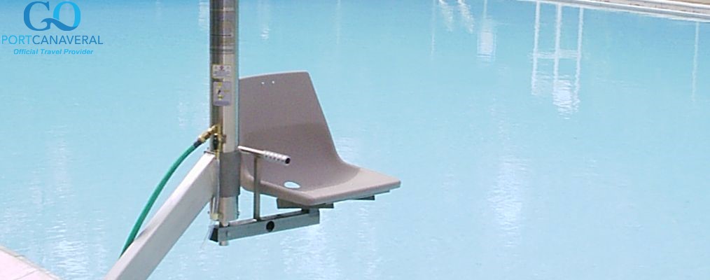 A pool lift for those with a mobility disability