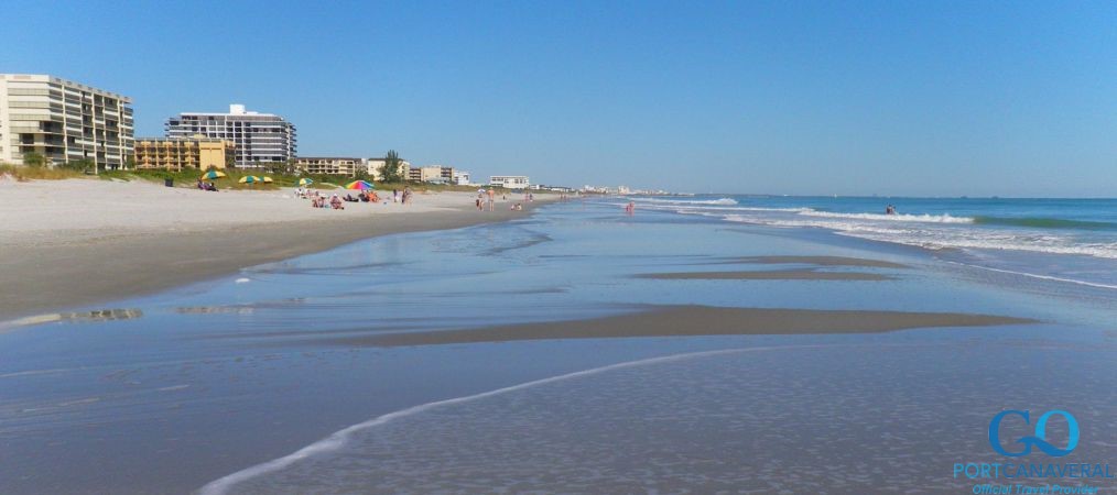 A view of Cocoa Beach hotels on the beach