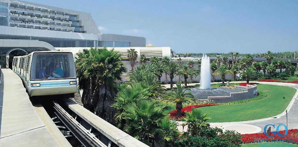 airport terminal and people mover train at Orlando International Airport MCO