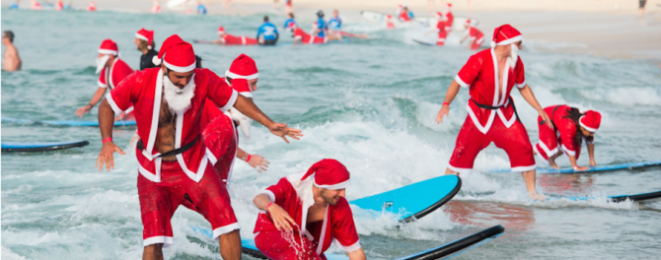 Surfing Santas