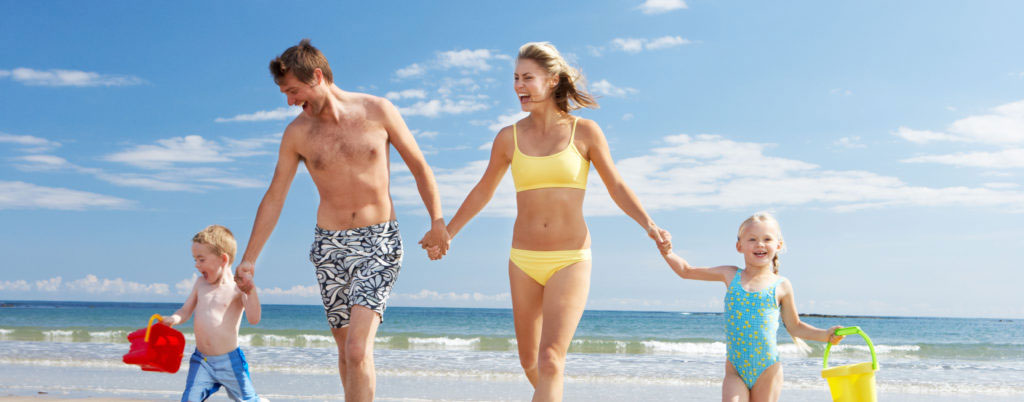 Family on beach vacation