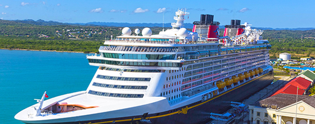 Disney cruise ship docked in port