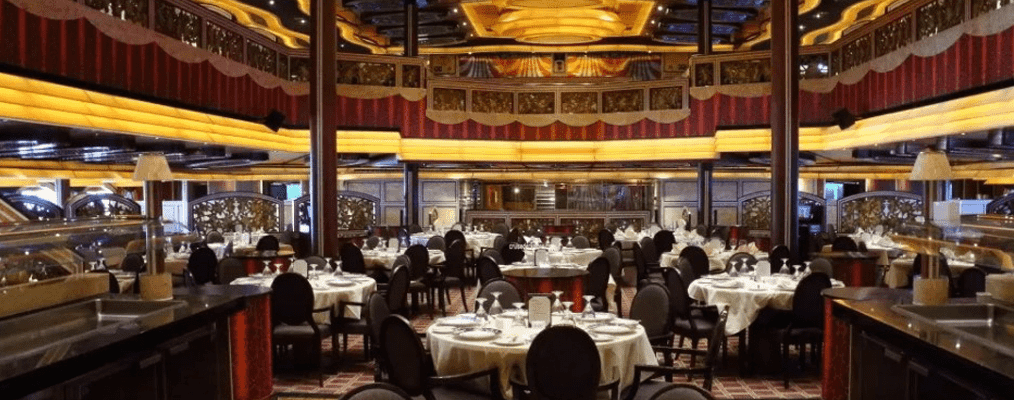 Dining room area aboard a carnival cruise