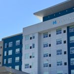 Hyatt House Orlando Airport hotel blue and white building