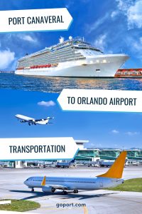 Stacked split 2 images: cruise ship on top (first image), and plane at airport runway with another plane in the sky (second image)