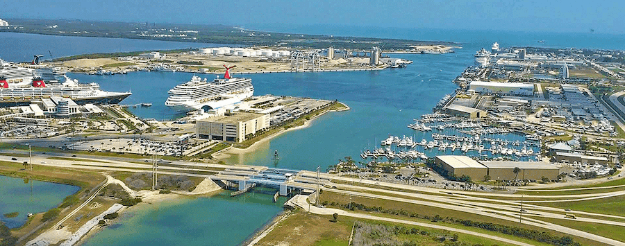 Aerial shot of Port Canaveral