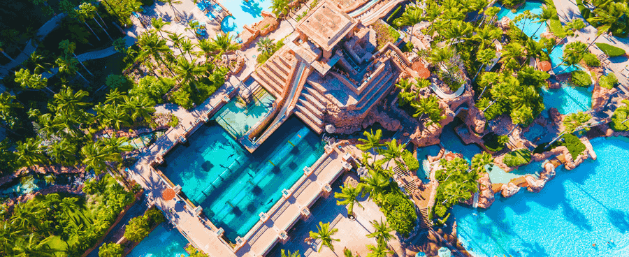aerial view of Atlantis resort water park in Nassau Bahamas