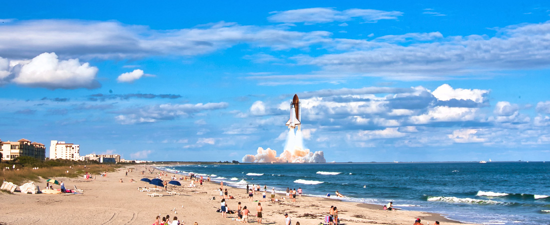 Space Coast rocket launch at Port Canaveral beach