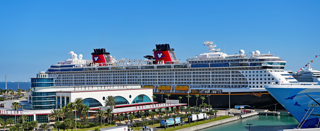 Disney Fantasy cruise ship disembark at Port Canaveral terminal