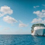 A cruise ship out at sea