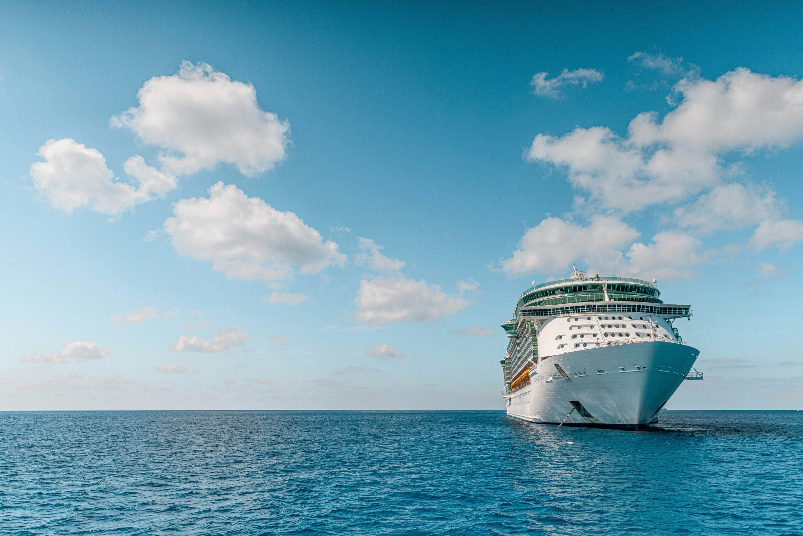 A cruise ship out at sea