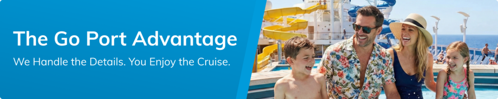 Go Port Banner that shows we are the experts getting you to your ship on time.