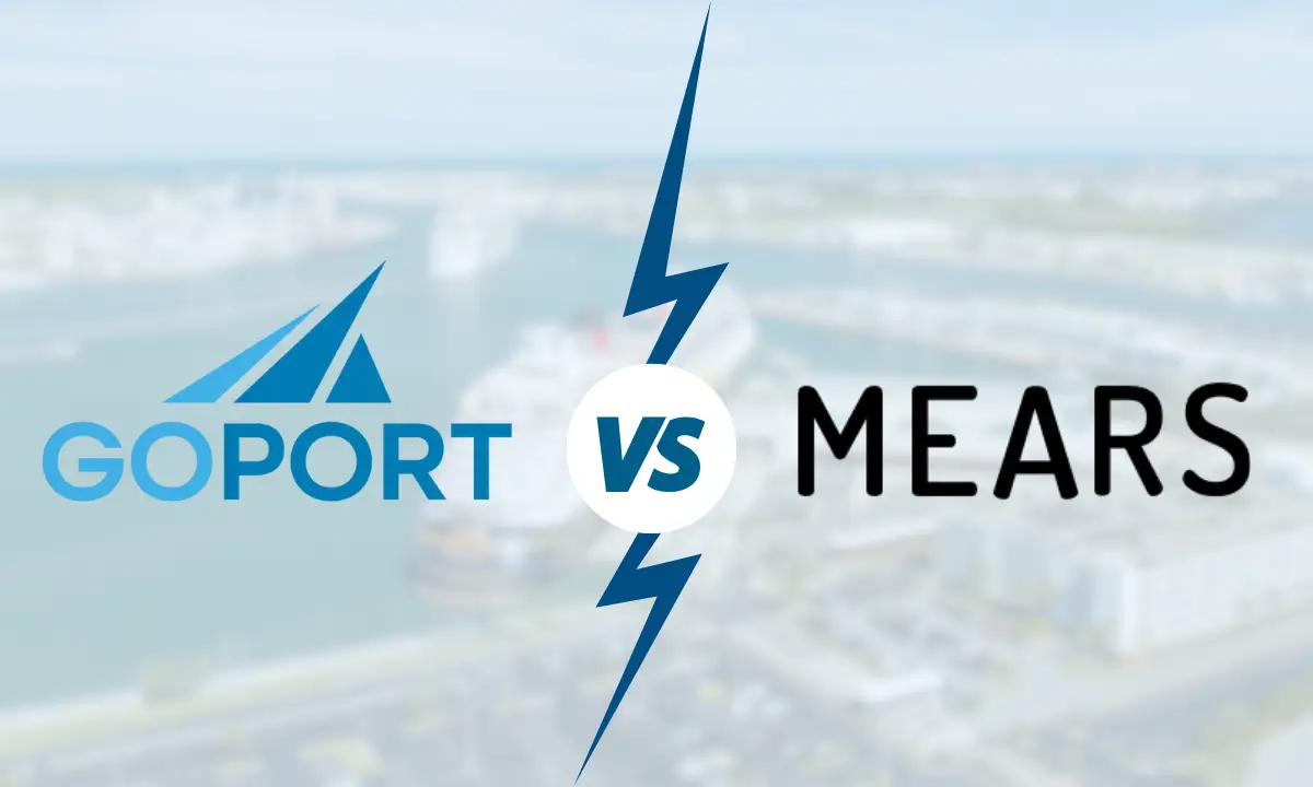 illustration showing go port logo vs mears transportation logo with port canaveral in the background