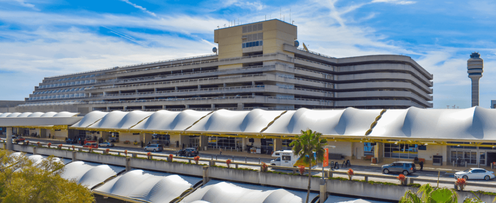 Outdoor portion of MCO airport drop-off terminal