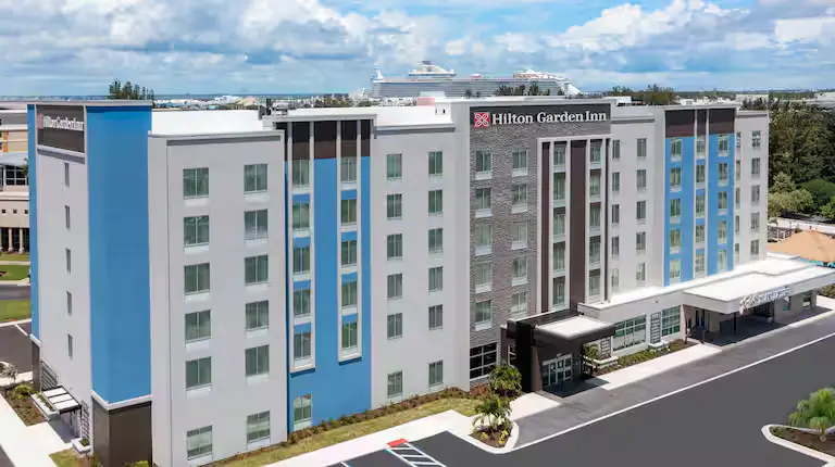 Hilton Garden exterior during the day.